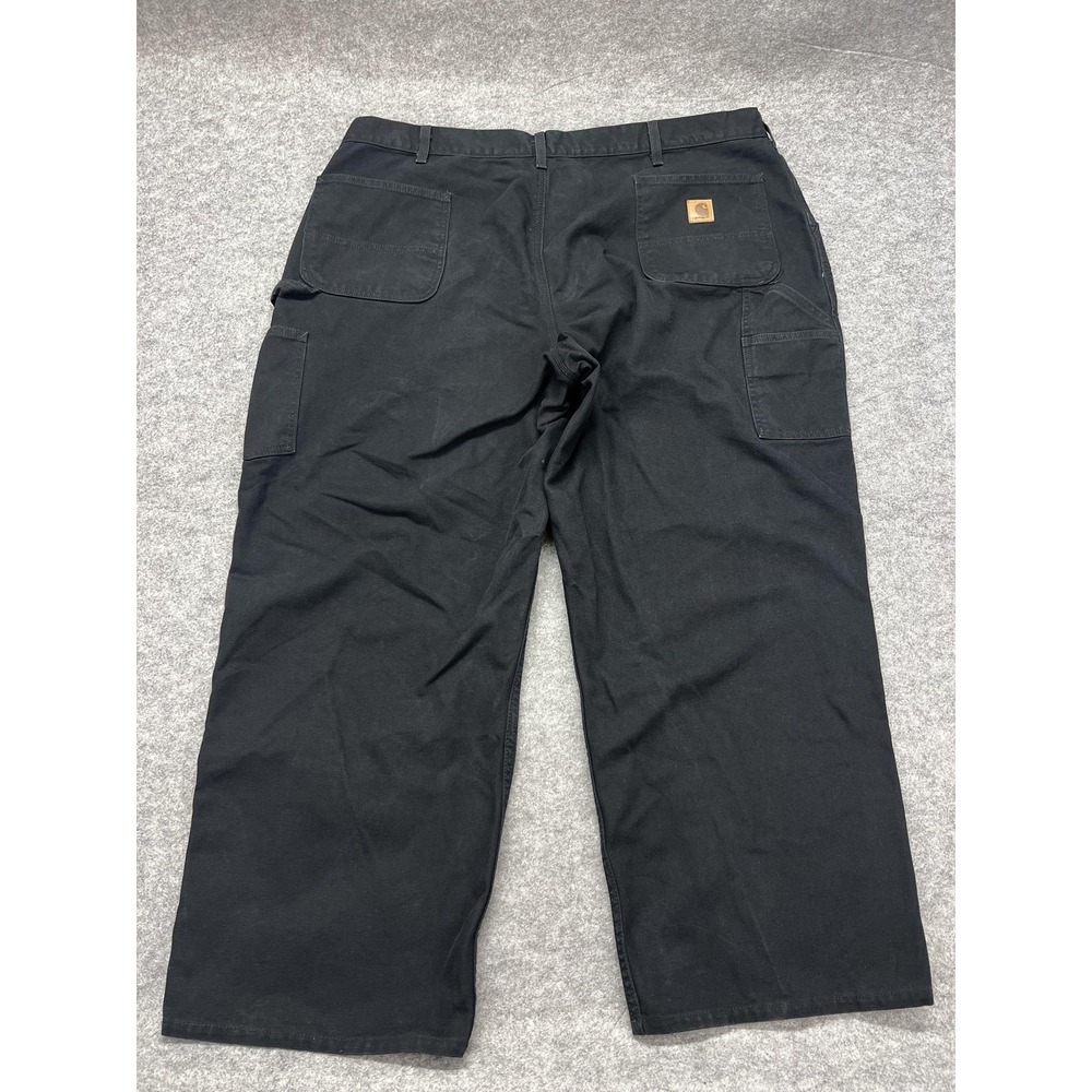 Carhartt Canvas Pants Mens 46x30* Black Loose Fit Carpenter Workwear B11-BLK - Picture 8 of 9